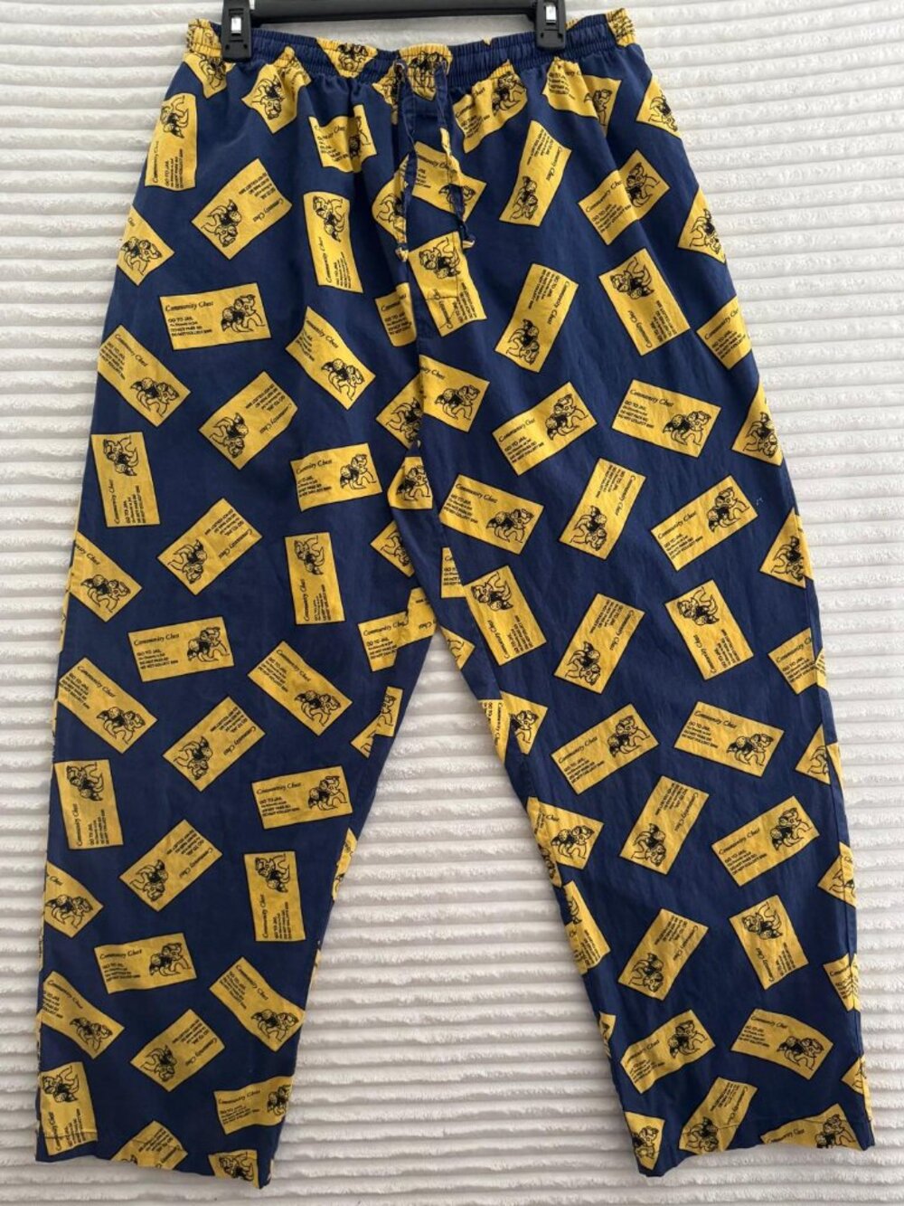 Monopoly "Go To Jail” Pajama Lounge Pants Blue Yellow Men's L Sleep Pants